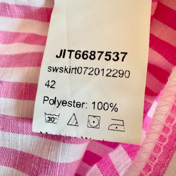 Pink and White Striped w Yellow Trim Flounce Tie Top and Maxi Skirt Set - Picture 11 of 15